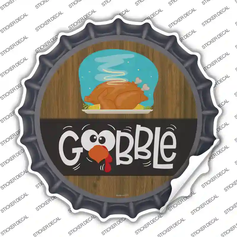 Gobble Turkey Novelty Bottle Cap Sticker Decal