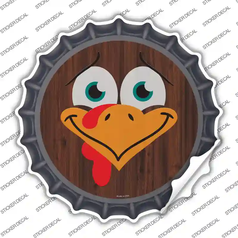Turkey Face Novelty Bottle Cap Sticker Decal