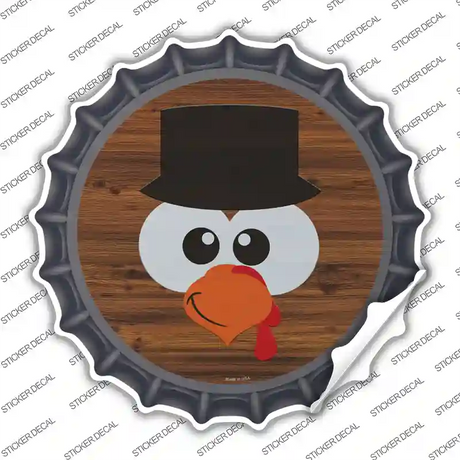 Turkey Face Top Hat Novelty Bottle Cap Sticker Decal