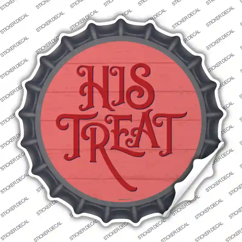 His Treats Red Novelty Bottle Cap Sticker Decal