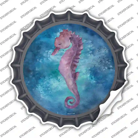Seahorse Blue Novelty Bottle Cap Sticker Decal