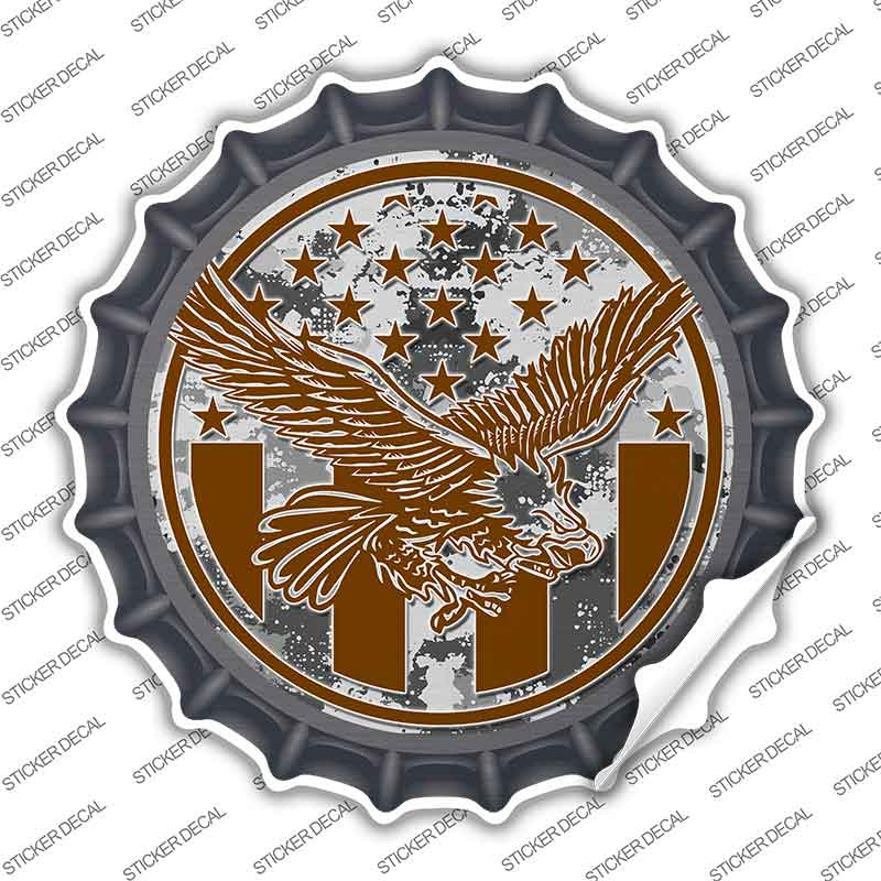 Eagle with American Flag Novelty Bottle Cap Sticker Decal BC-2098s