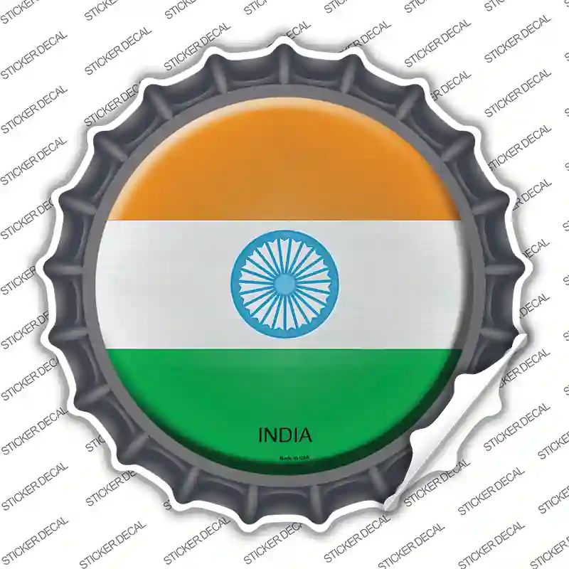 India Country Novelty Bottle Cap Sticker Decal