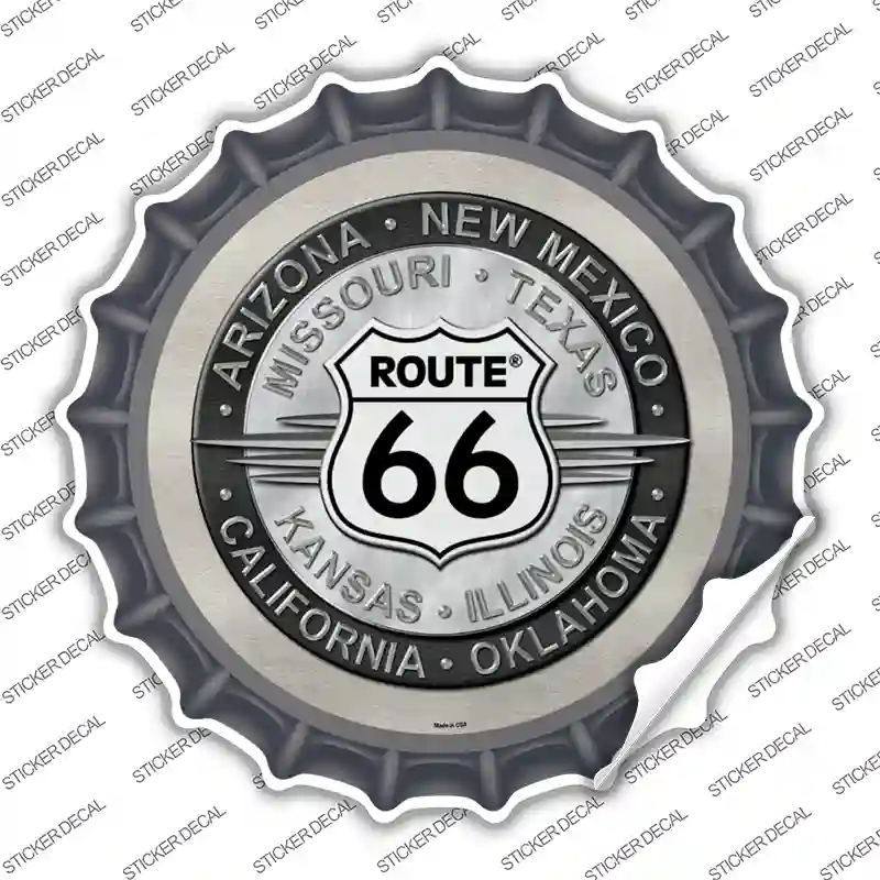 Route 66 States Novelty Bottle Cap Sticker Decal
