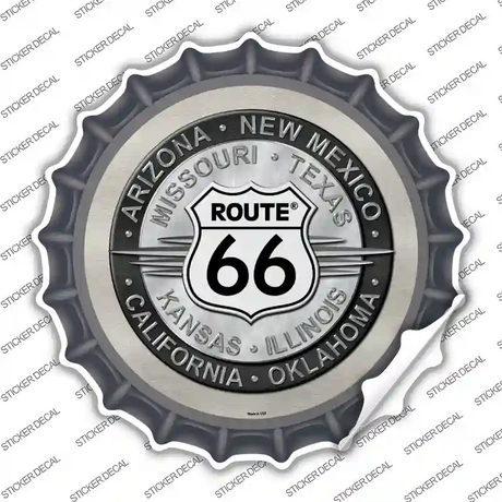 Route 66 States Novelty Bottle Cap Sticker Decal