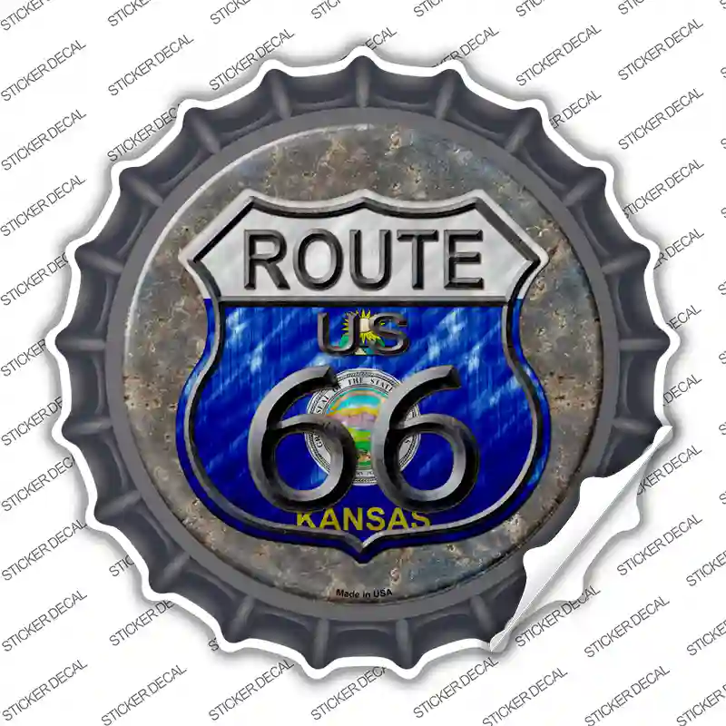 Kansas Route 66 Novelty Bottle Cap Sticker Decal