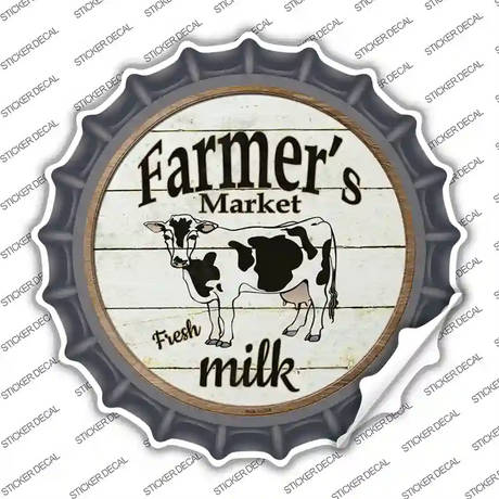 Farmers Market Milk Novelty Bottle Cap Sticker Decal