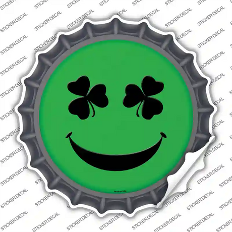 Shamrock Smiling Face Novelty Bottle Cap Sticker Decal