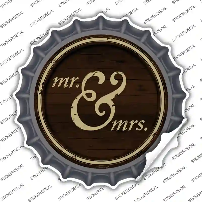 Mr And Mrs Novelty Bottle Cap Sticker Decal