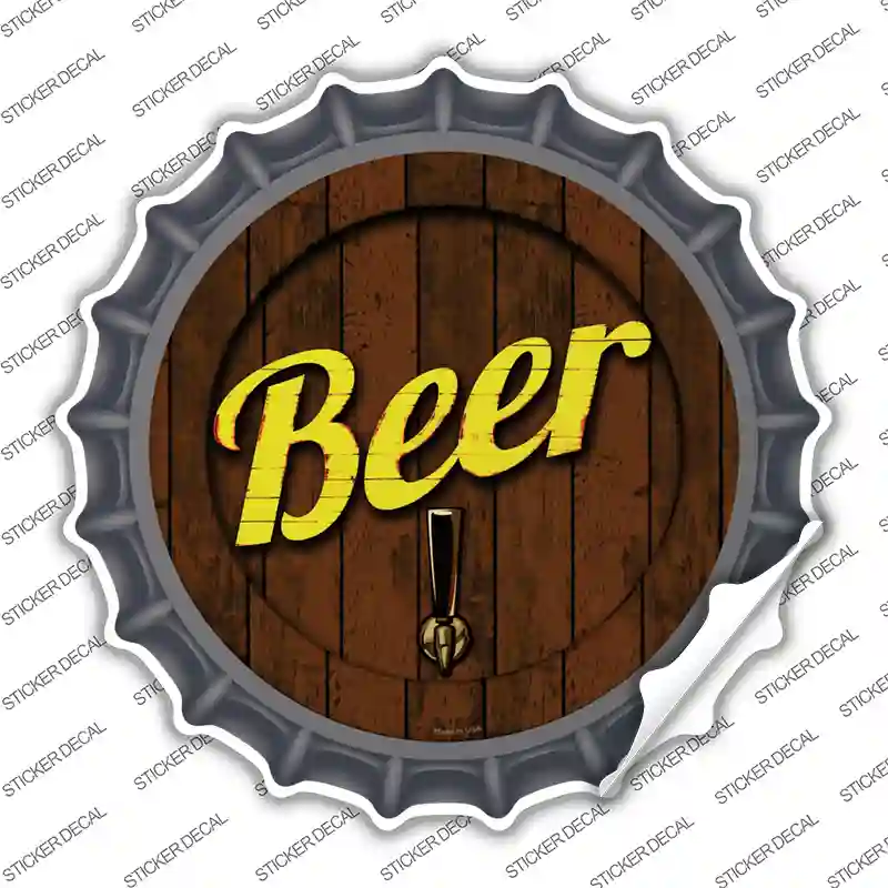 Beer Keg Tap Novelty Bottle Cap Sticker Decal