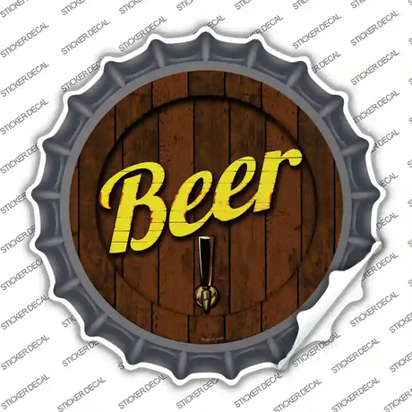 Beer Keg Tap Novelty Bottle Cap Sticker Decal