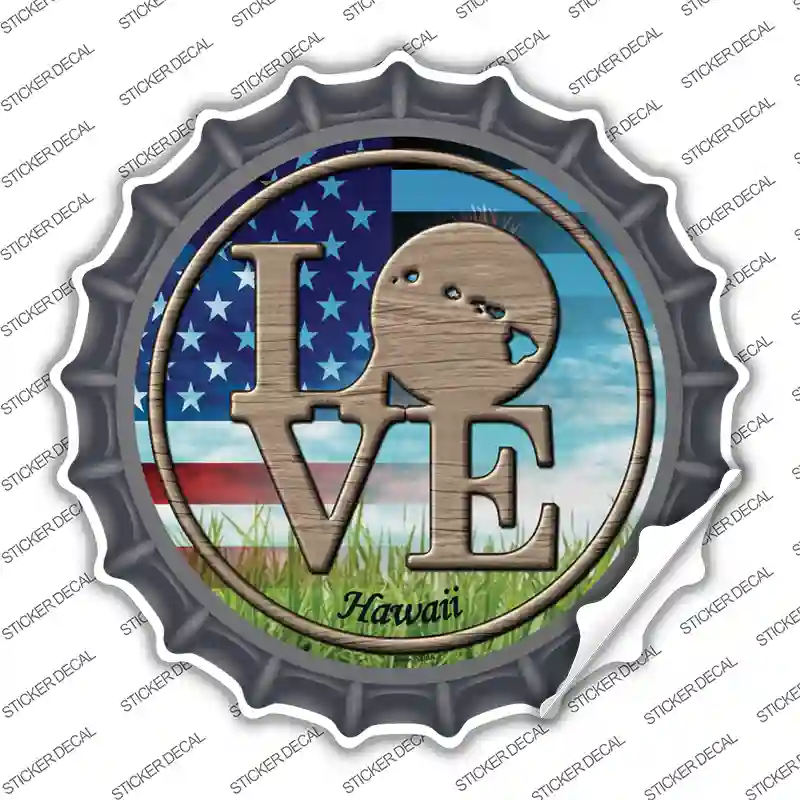 Love Hawaii Novelty Bottle Cap Sticker Decal