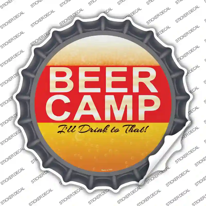 Beer Camp Novelty Bottle Cap Sticker Decal