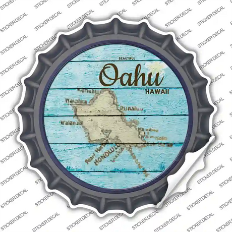 Oahu Hawaii Map Novelty Bottle Cap Sticker Decal
