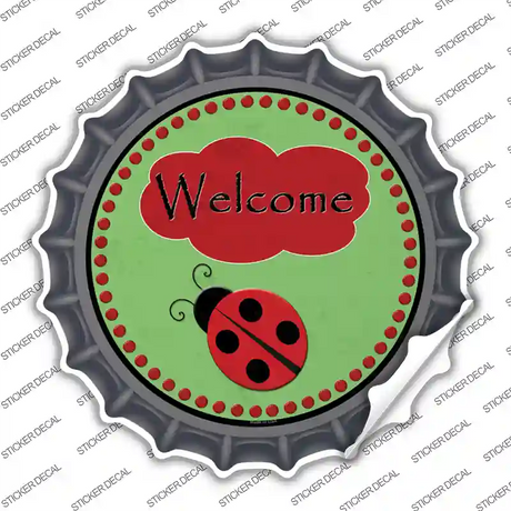 Welcome Ladybug Novelty Bottle Cap Sticker Decal