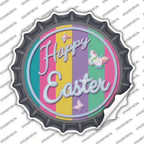 Happy Easter with Butterflies Novelty Bottle Cap Sticker Decal
