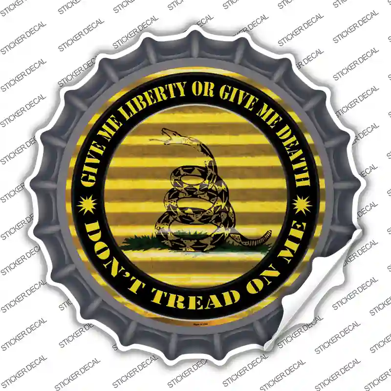 Dont Tread On Me Yellow Novelty Bottle Cap Sticker Decal