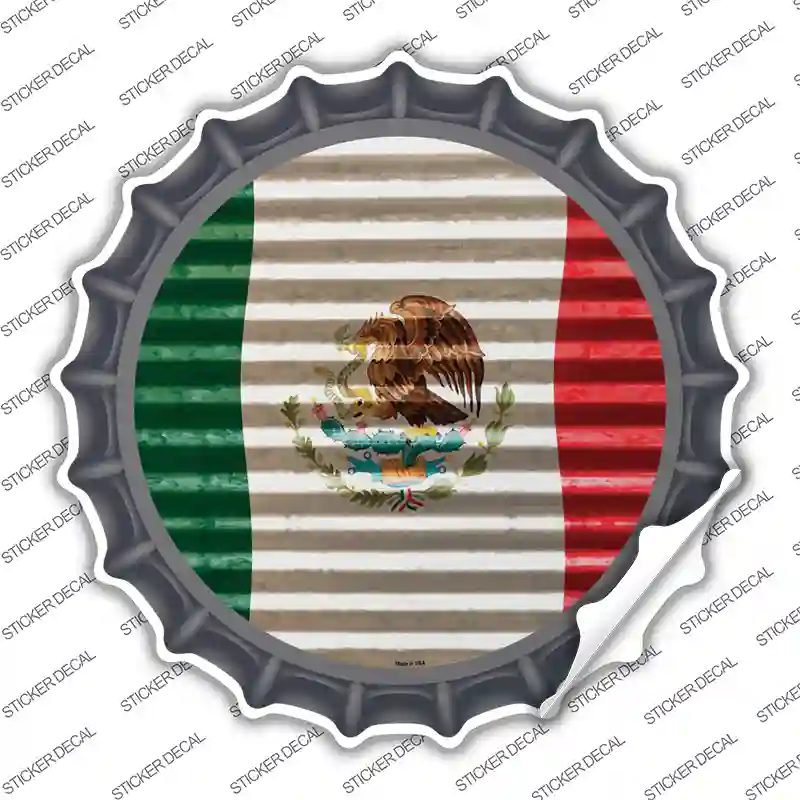 Mexico Flag Novelty Bottle Cap Sticker Decal