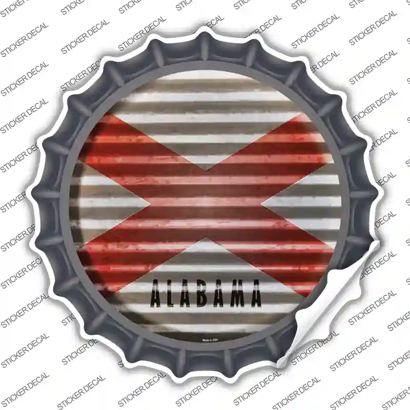 Alabama Flag Corrugated Novelty Bottle Cap Sticker Decal
