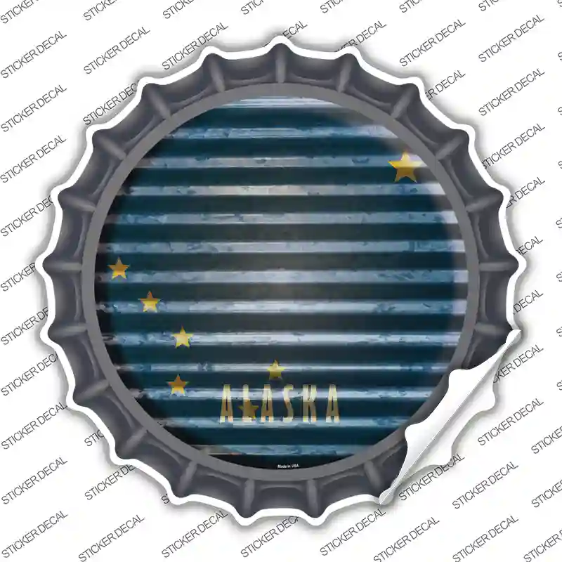 Alaska Flag Corrugated Novelty Bottle Cap Sticker Decal