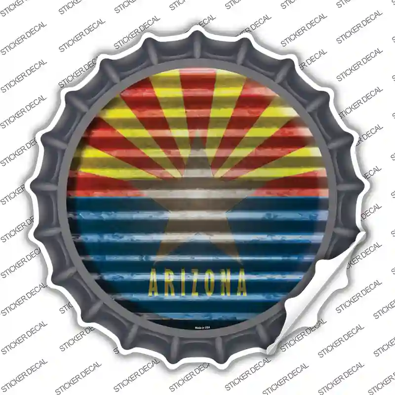 Arizona Flag Corrugated Novelty Bottle Cap Sticker Decal