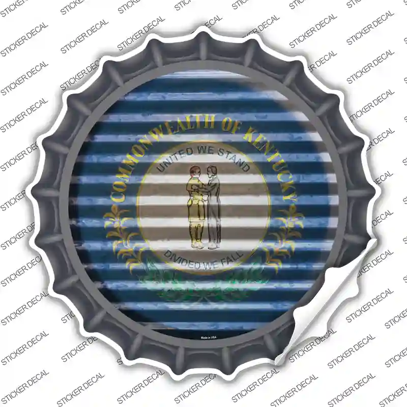 Kentucky Flag Corrugated Novelty Bottle Cap Sticker Decal
