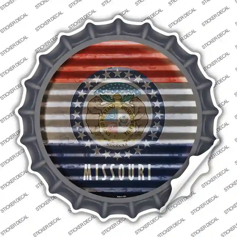 Missouri Flag Corrugated Novelty Bottle Cap Sticker Decal