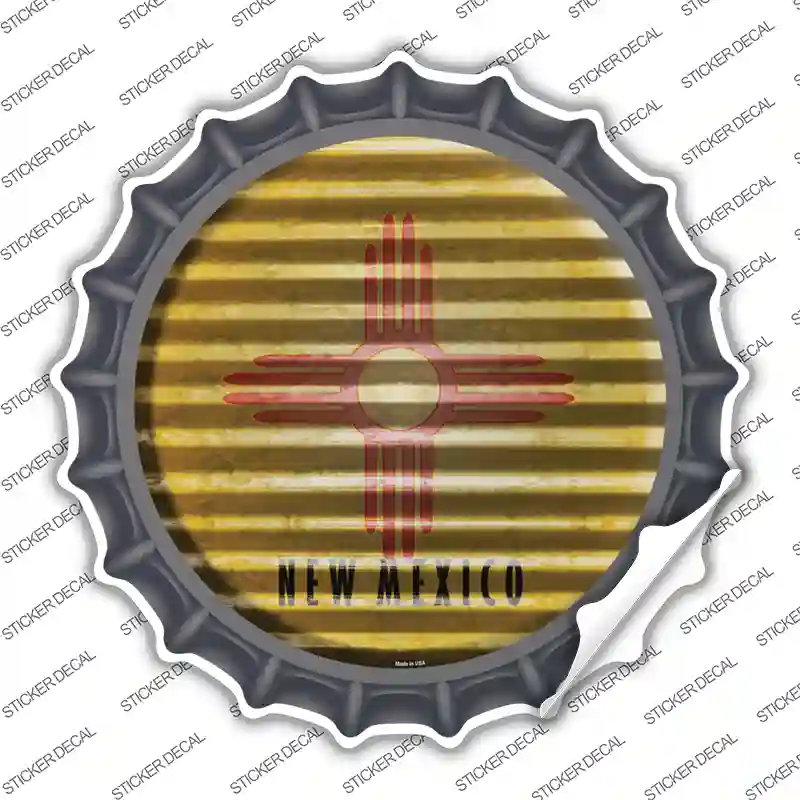 New Mexico Flag Corrugated Novelty Bottle Cap Sticker Decal