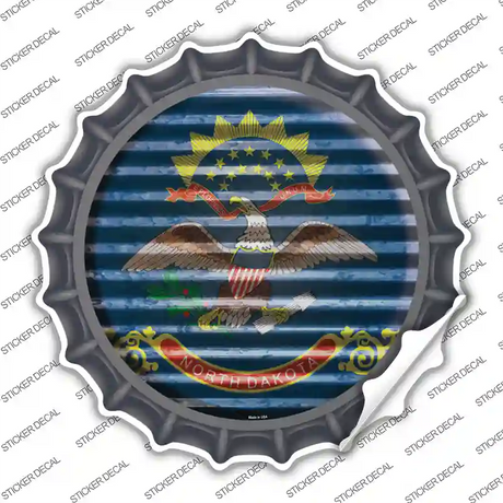 North Dakota Flag Corrugated Novelty Bottle Cap Sticker Decal