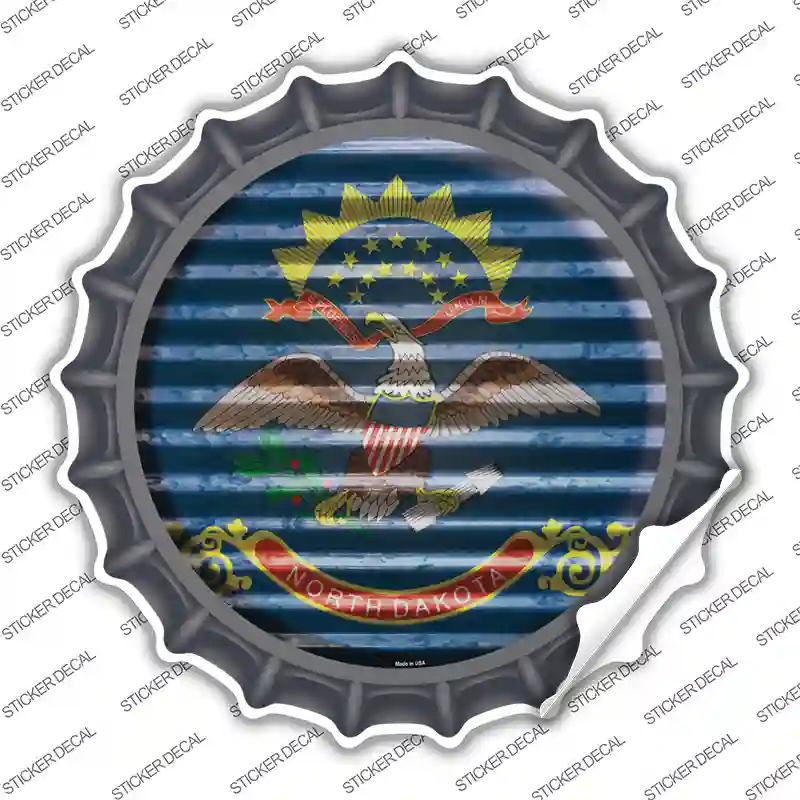 North Dakota Flag Corrugated Novelty Bottle Cap Sticker Decal