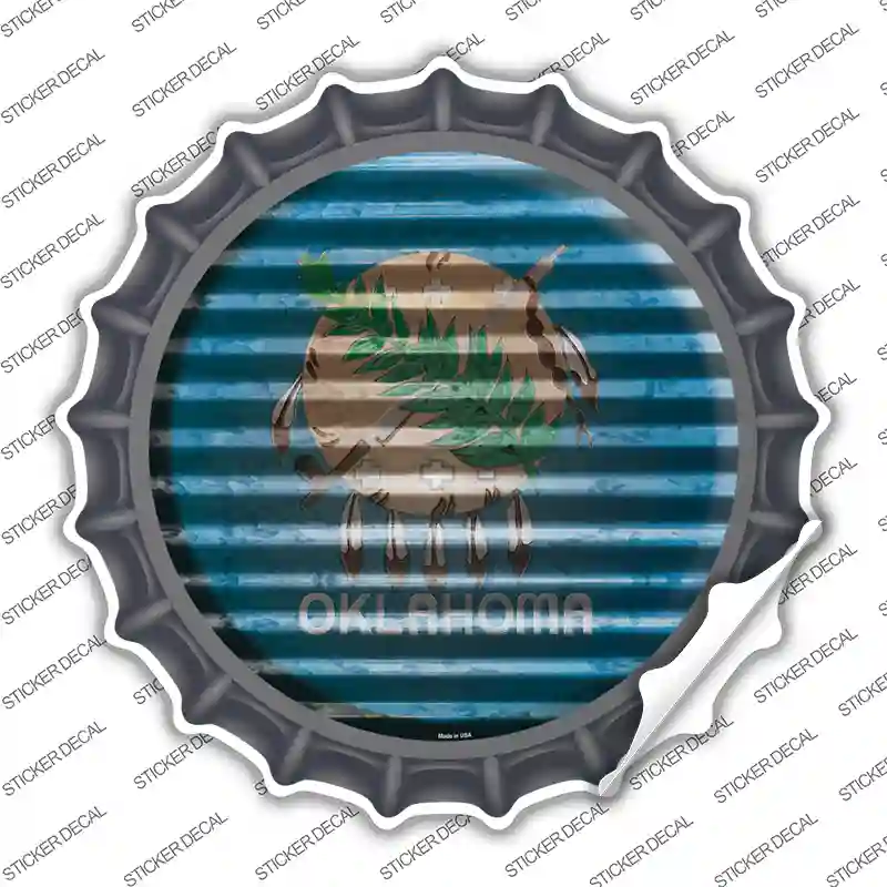 Oklahoma Flag Corrugated Novelty Bottle Cap Sticker Decal
