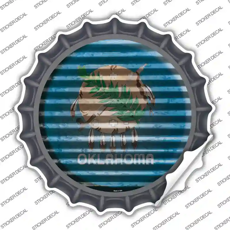 Oklahoma Flag Corrugated Novelty Bottle Cap Sticker Decal