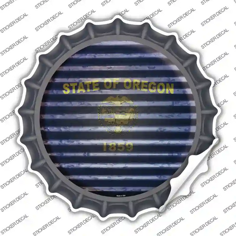 Oregon Flag Corrugated Novelty Bottle Cap Sticker Decal