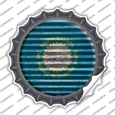 South Dakota Flag Corrugated Novelty Bottle Cap Sticker Decal