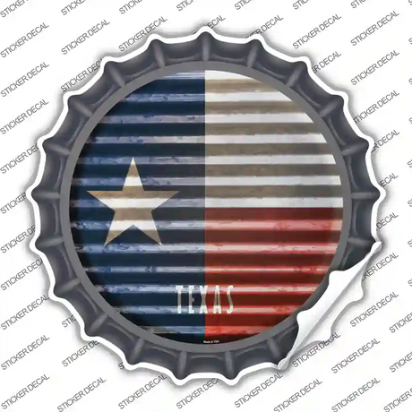 Texas Flag Corrugated Novelty Bottle Cap Sticker Decal
