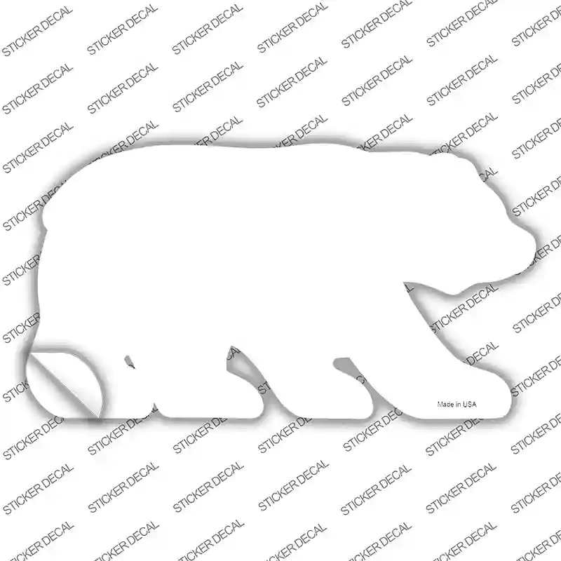 White Solid Novelty Bear Sticker Decal Small
