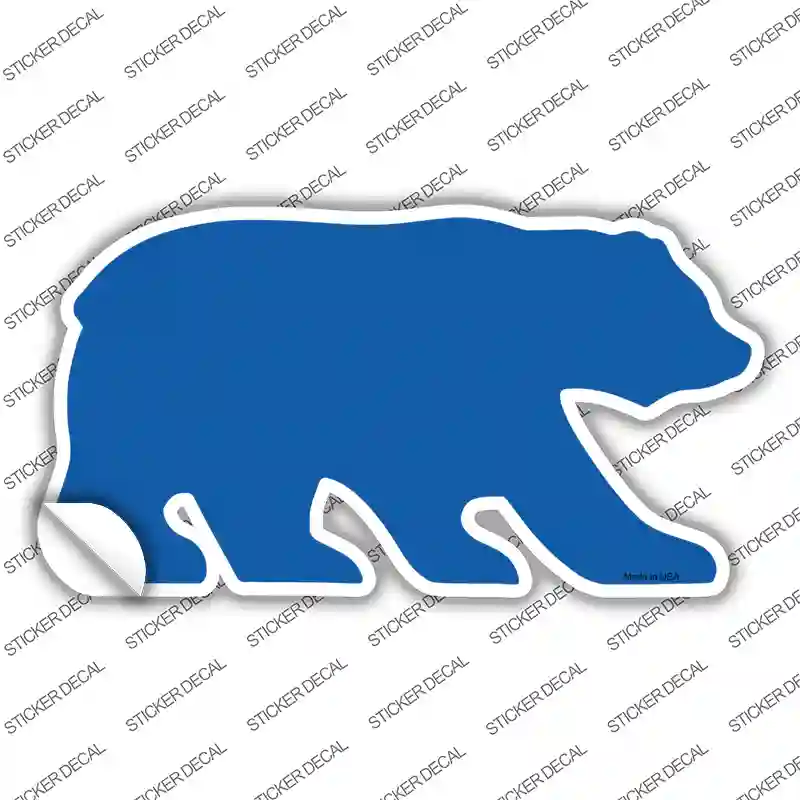 Blue Solid Novelty Bear Sticker Decal Small