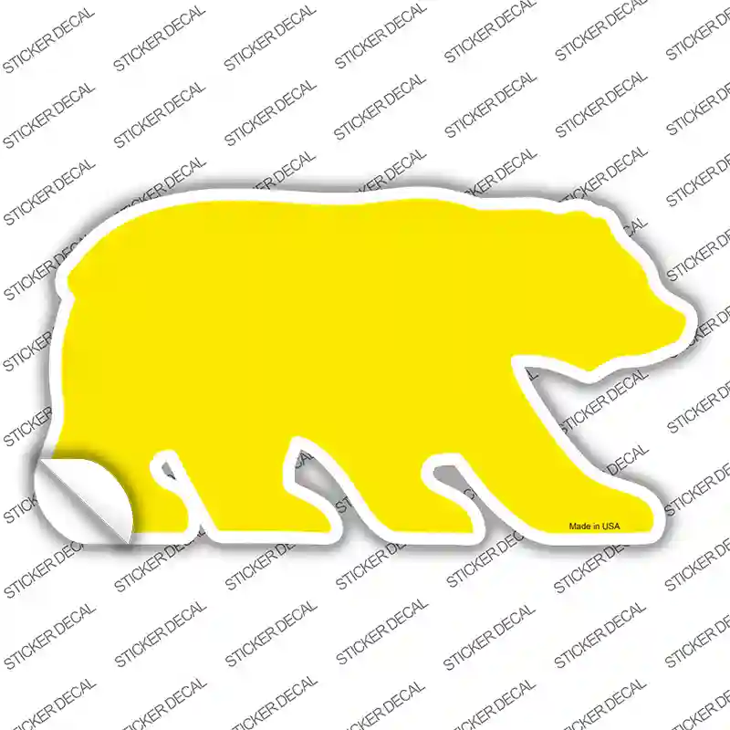 Yellow Solid Novelty Bear Sticker Decal Small