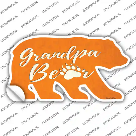 Grandpa Paw Orange Novelty Bear Sticker Decal Small