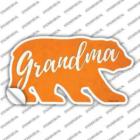 Grandma Orange Novelty Bear Sticker Decal Small