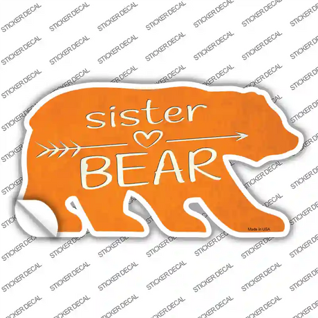 Sister Arrow Orange Novelty Bear Sticker Decal Small