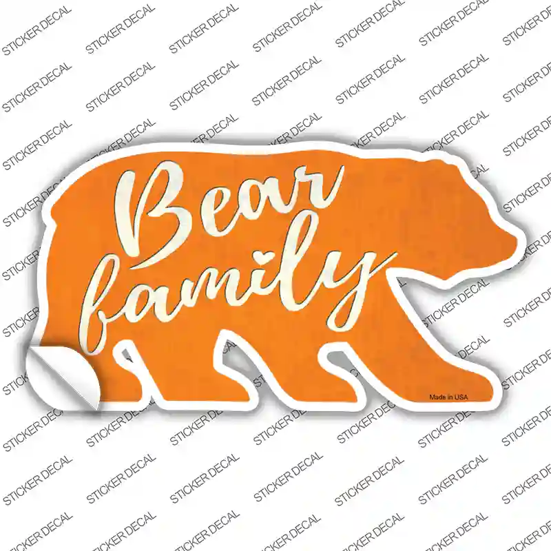 Bear Family Orange Novelty Bear Sticker Decal Small