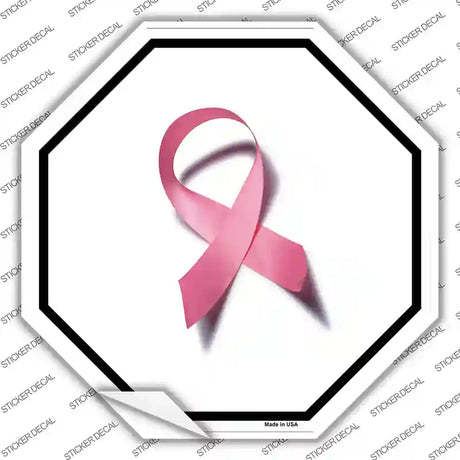 Pink Ribbon Breast Cancer Novelty Octagon Sticker Decal Small