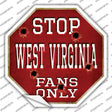 West Virginia Fans Only Novelty Octagon Sticker Decal Small