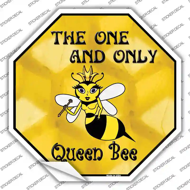 Queen Bee Novelty Octagon Sticker Decal Small