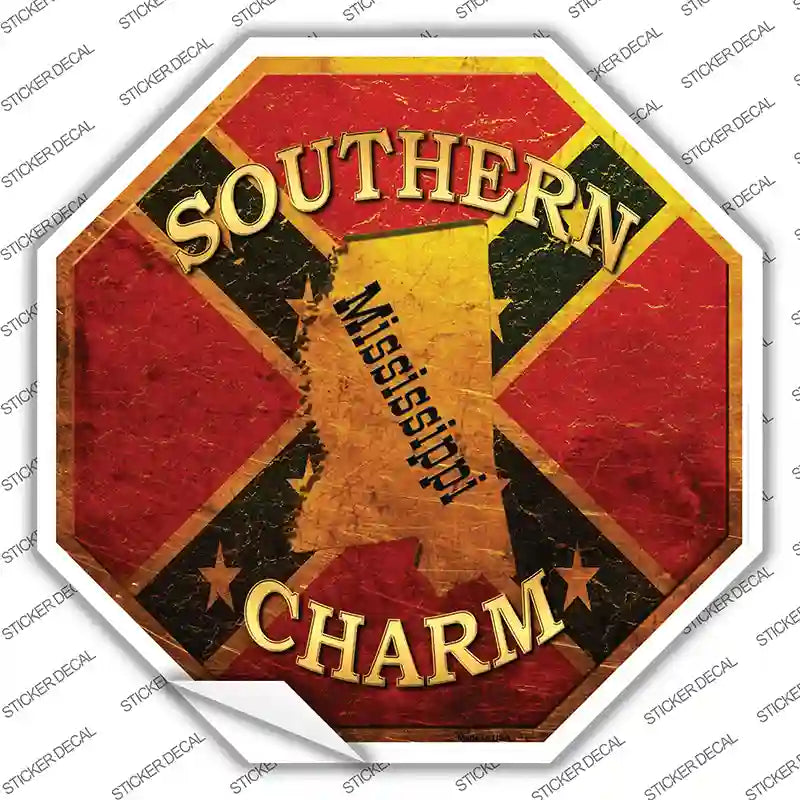 Southern Charm Mississippi Novelty Octagon Sticker Decal Small