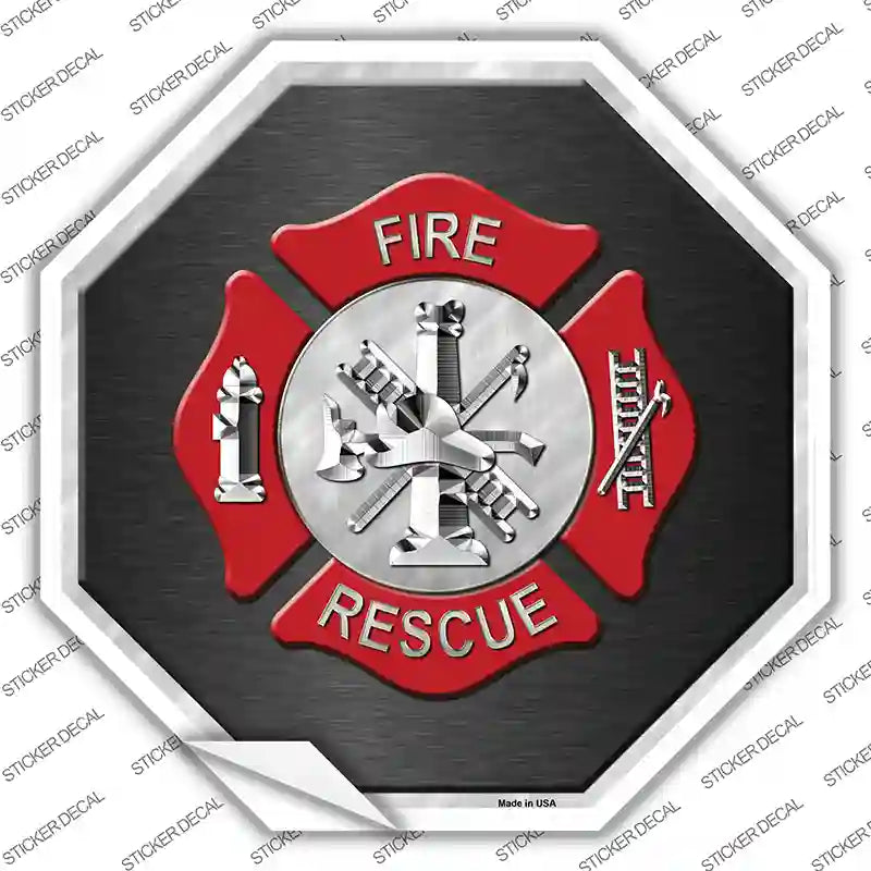 Fire Rescue Novelty Octagon Sticker Decal Small