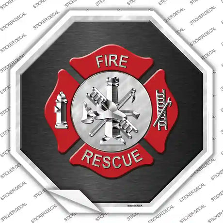 Fire Rescue Novelty Octagon Sticker Decal Small