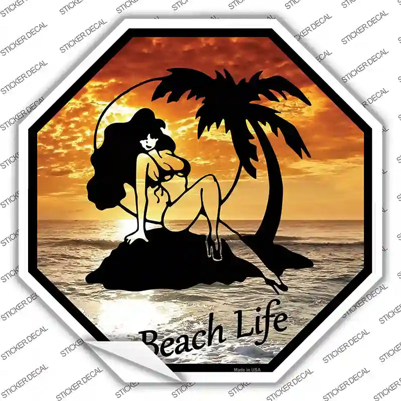 Beach Life Novelty Octagon Sticker Decal Small
