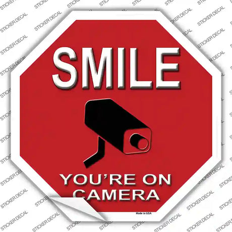 Smile Youre On Camera Novelty Octagon Sticker Decal Small